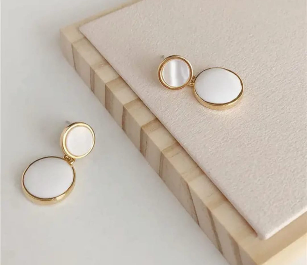 White Enamel water drop Korean earrings
