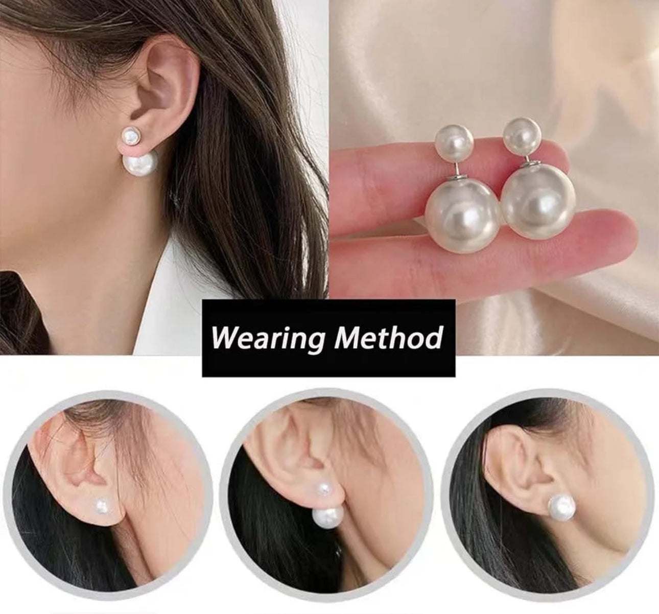 Trendy Korean Pearl stud earrings