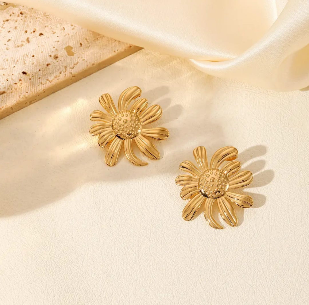 Floral anti tarnish earrings