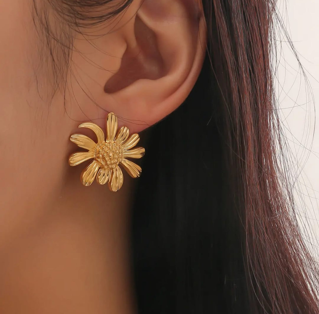 Floral anti tarnish earrings