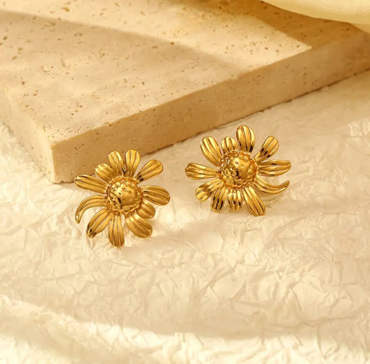 Floral anti tarnish earrings