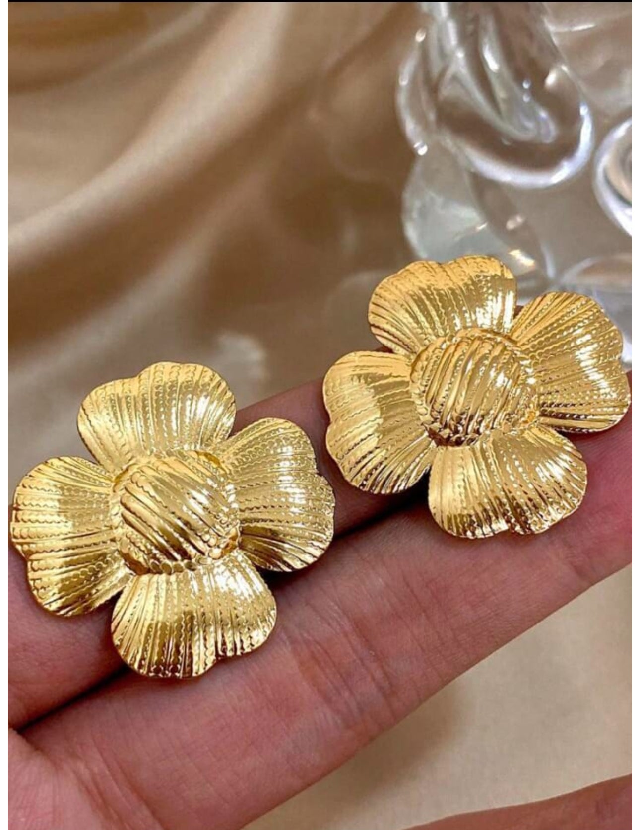 Floral anti tarnish earrings