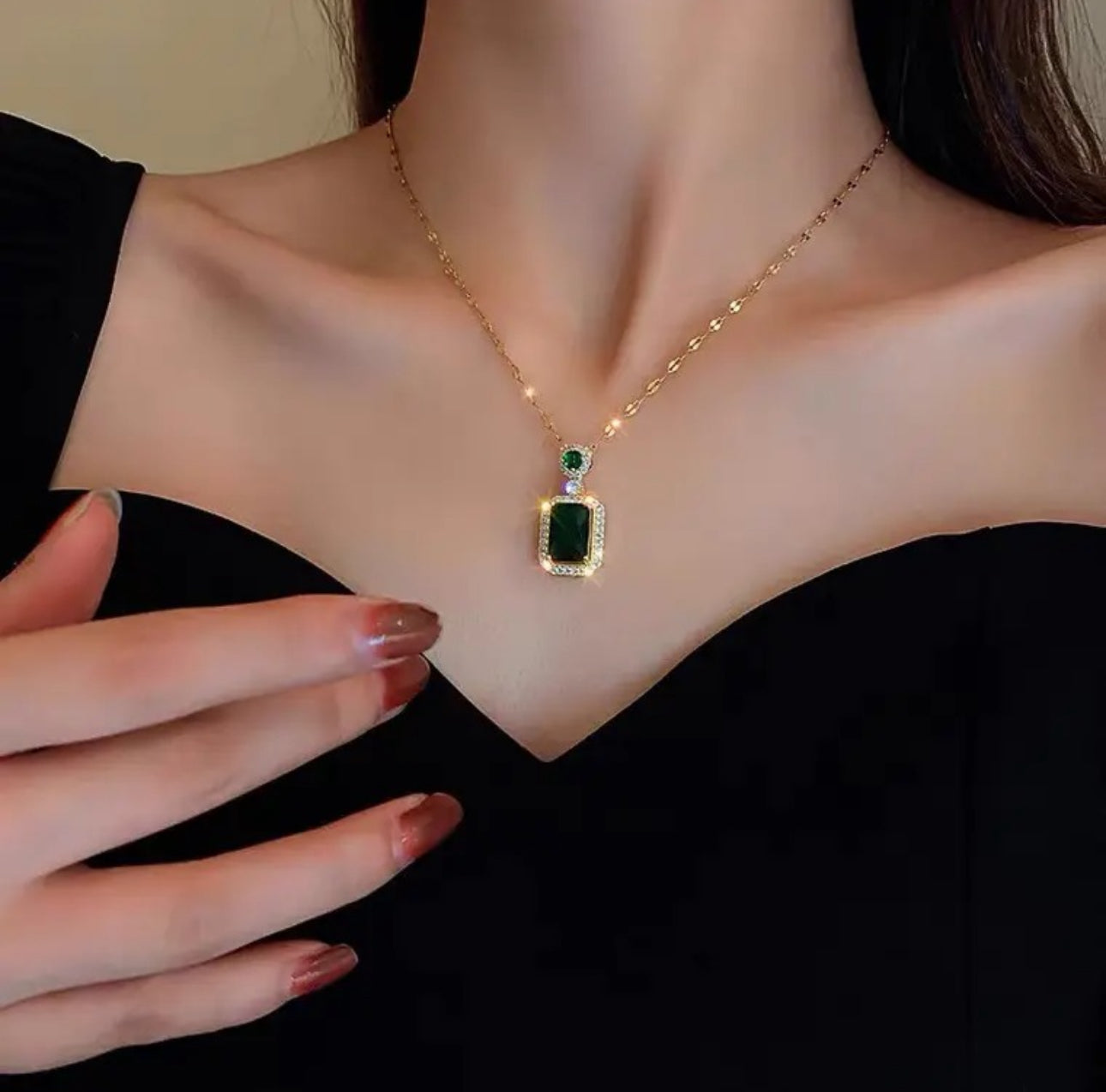 Green crystal diamond cut jewlery combo set