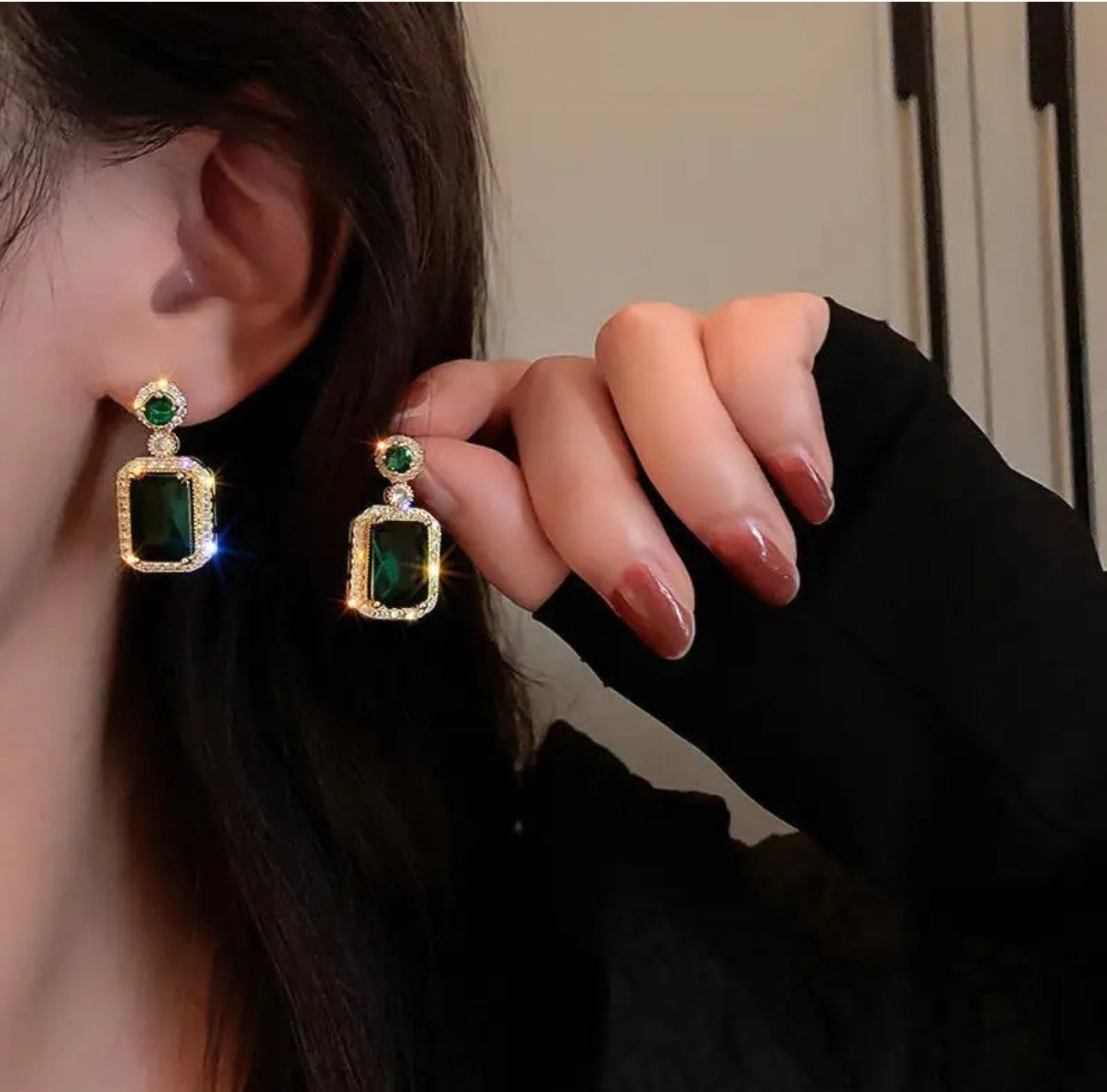 Green crystal diamond cut jewlery combo set