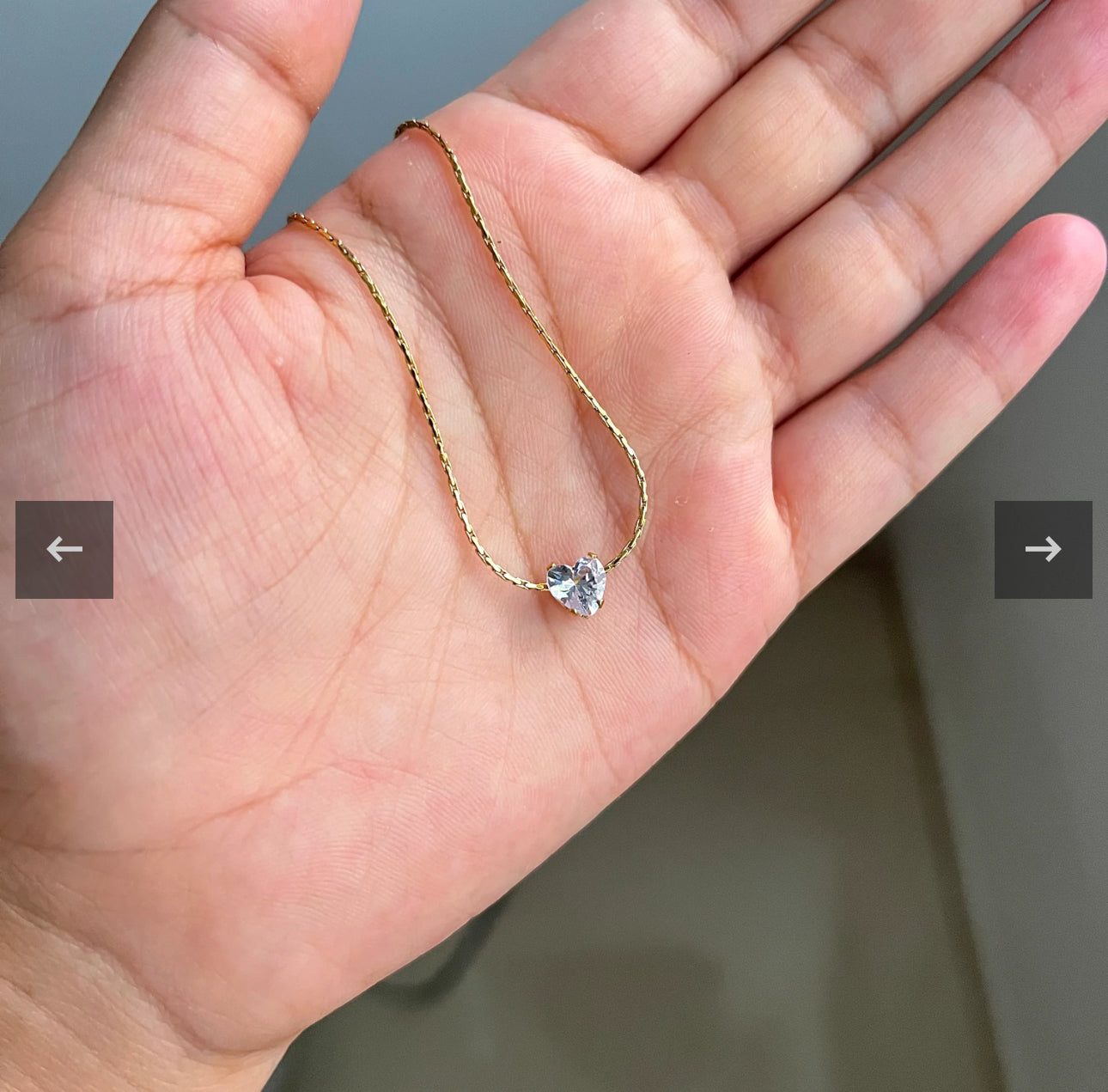 Crystal heart anti tarnish chain