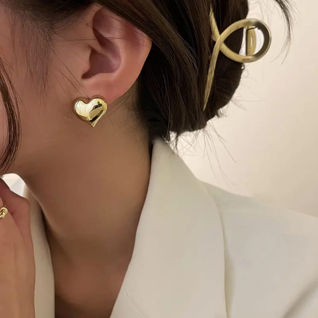 Golden glaze love stud earrings