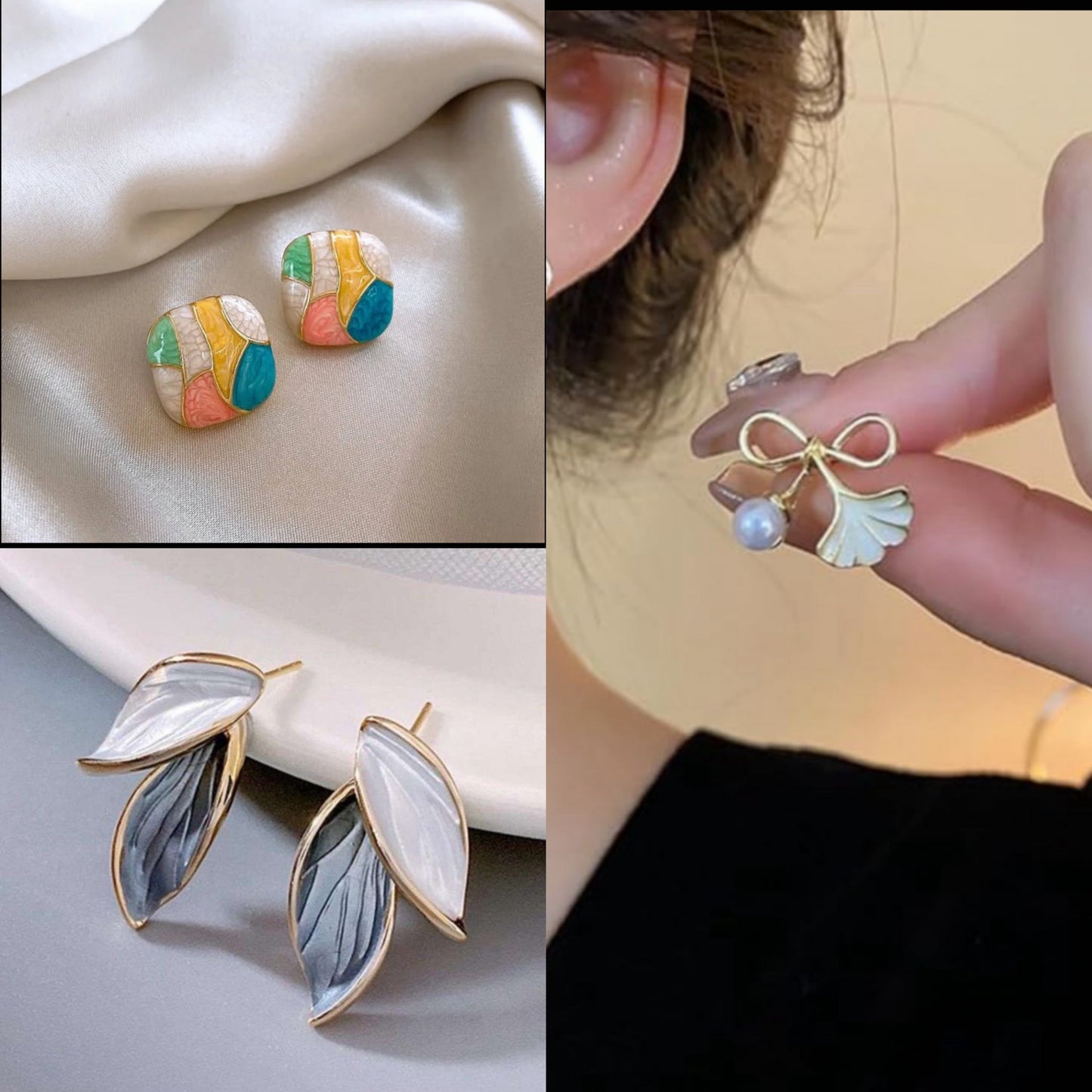 Trendy Korean earrings combo set of 3 earrings