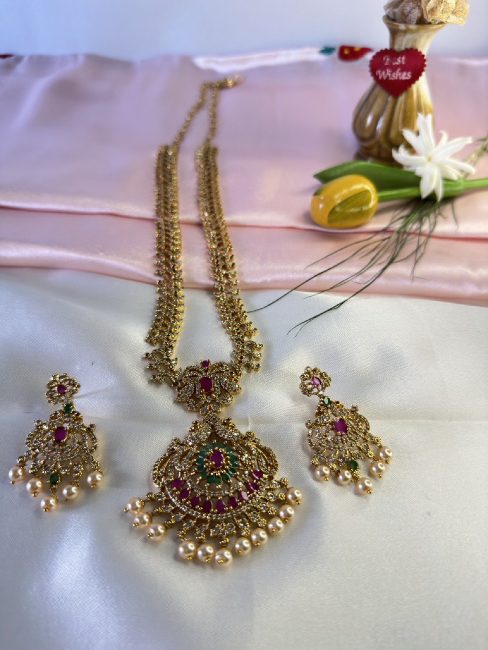 Multicolour gold plated jewellery set