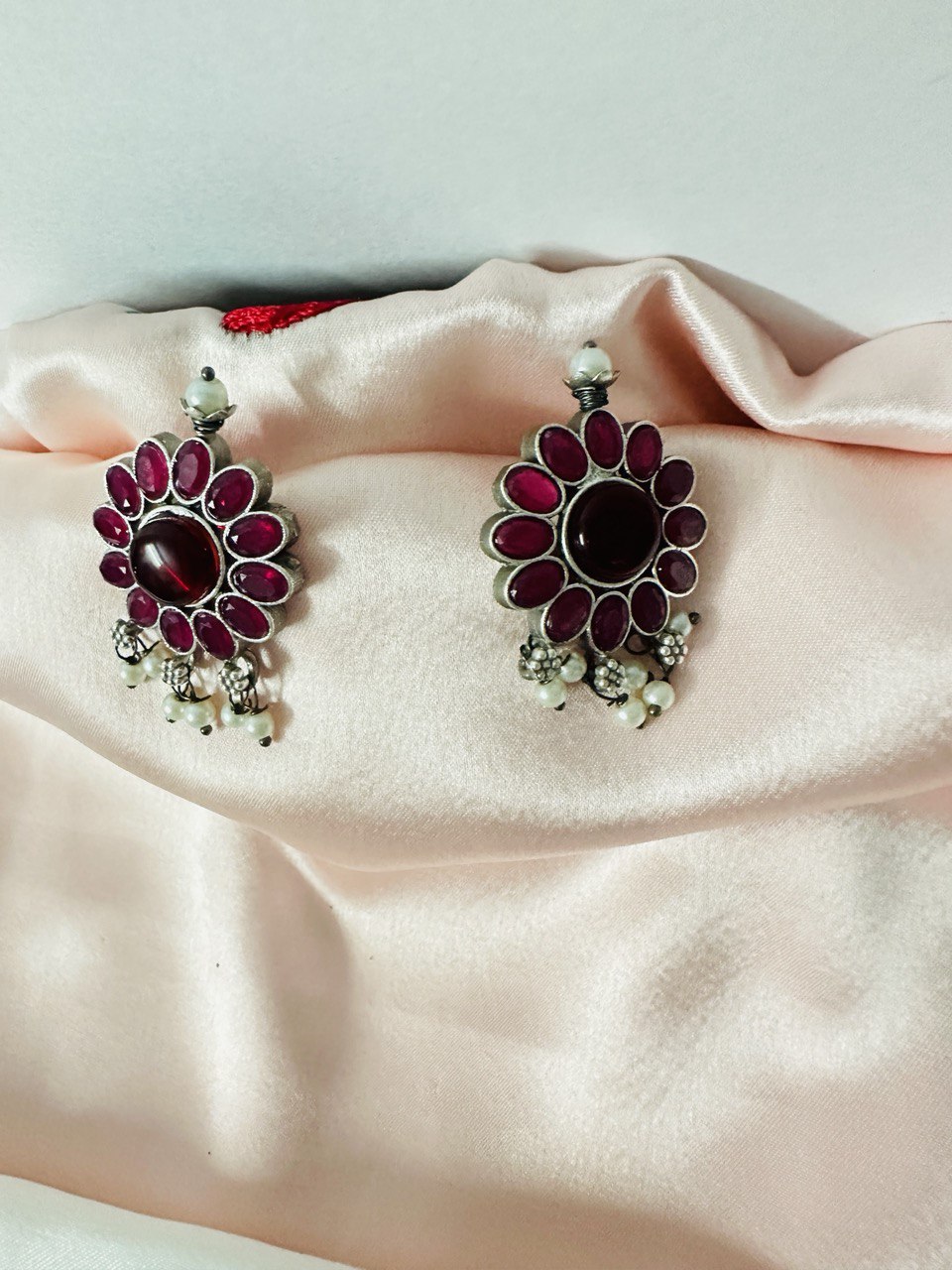 Maroon Kundan Studs