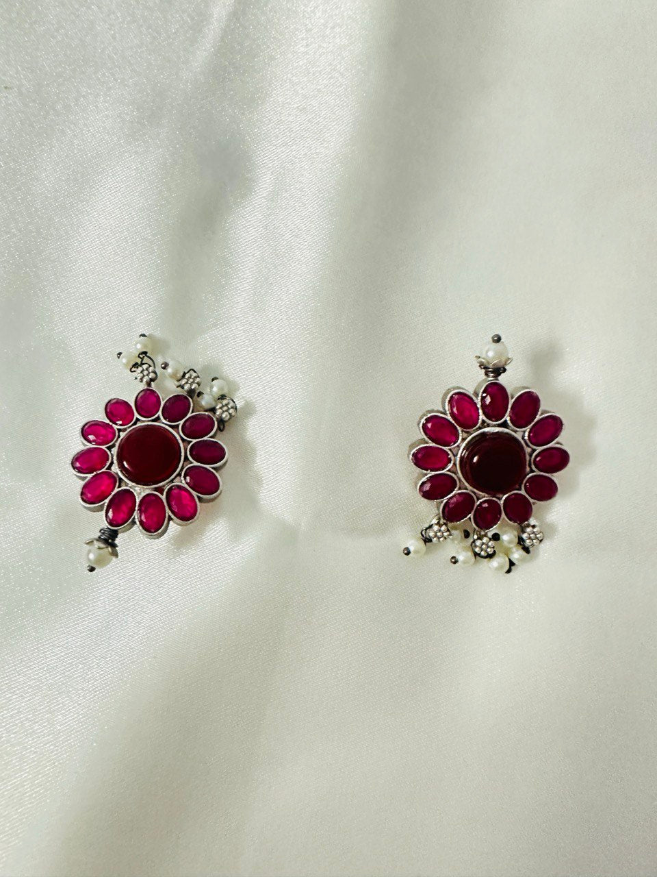 Maroon Kundan Studs