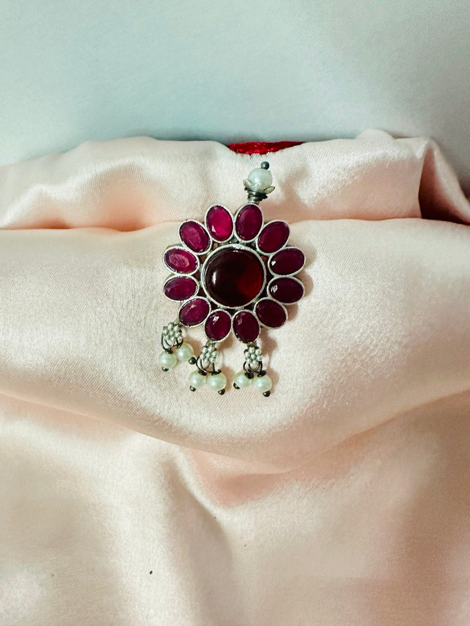 Maroon Kundan Studs