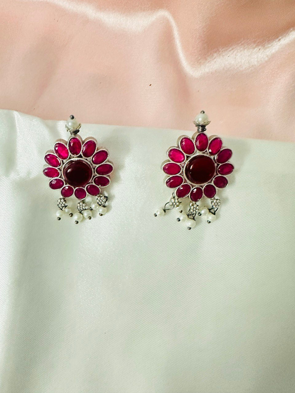 Maroon Kundan Studs