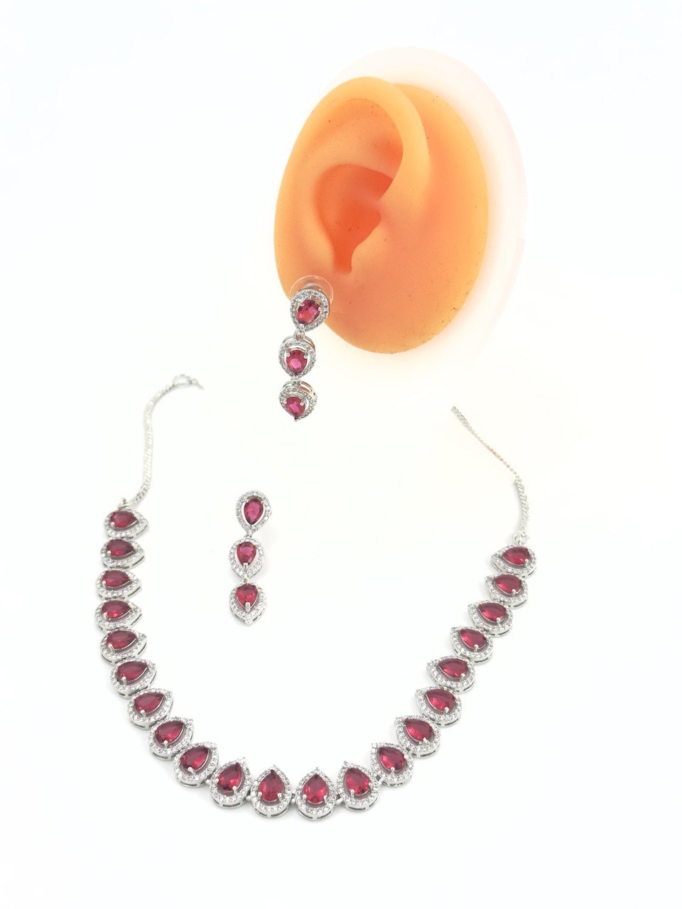 Pink American Diamond Necklace set