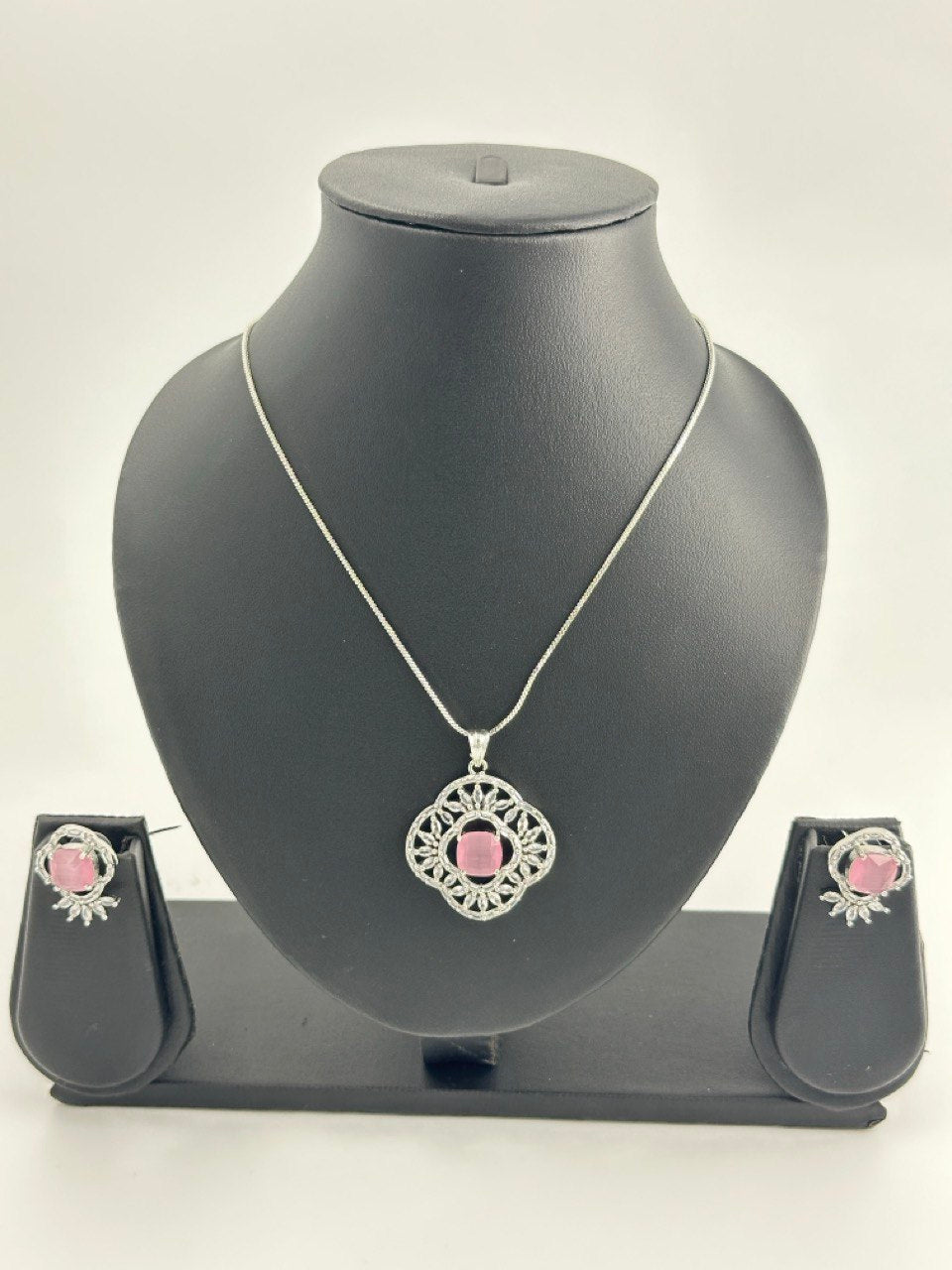 Pink American Diamond Necklace set