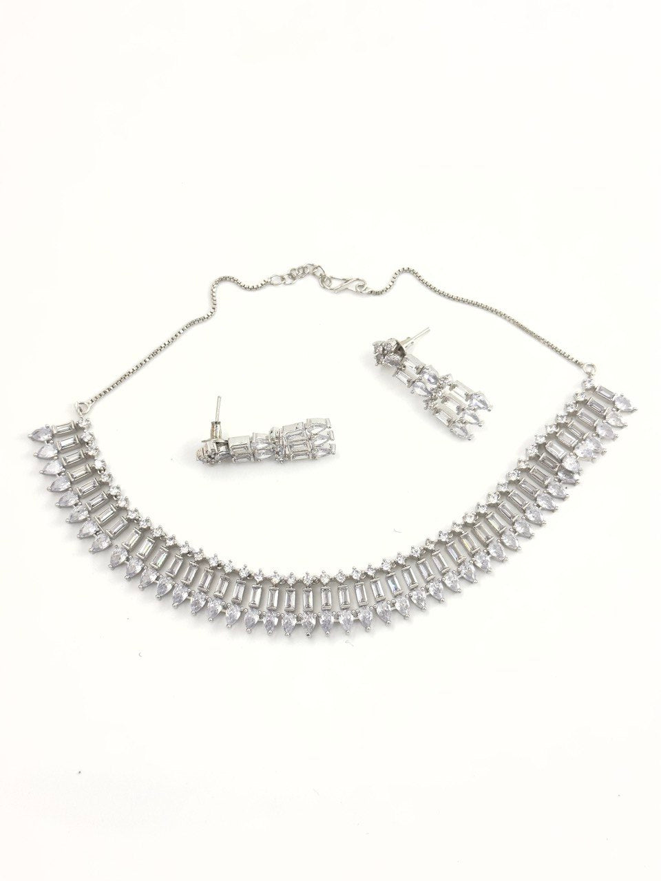 Rhodium zircon Necklace set