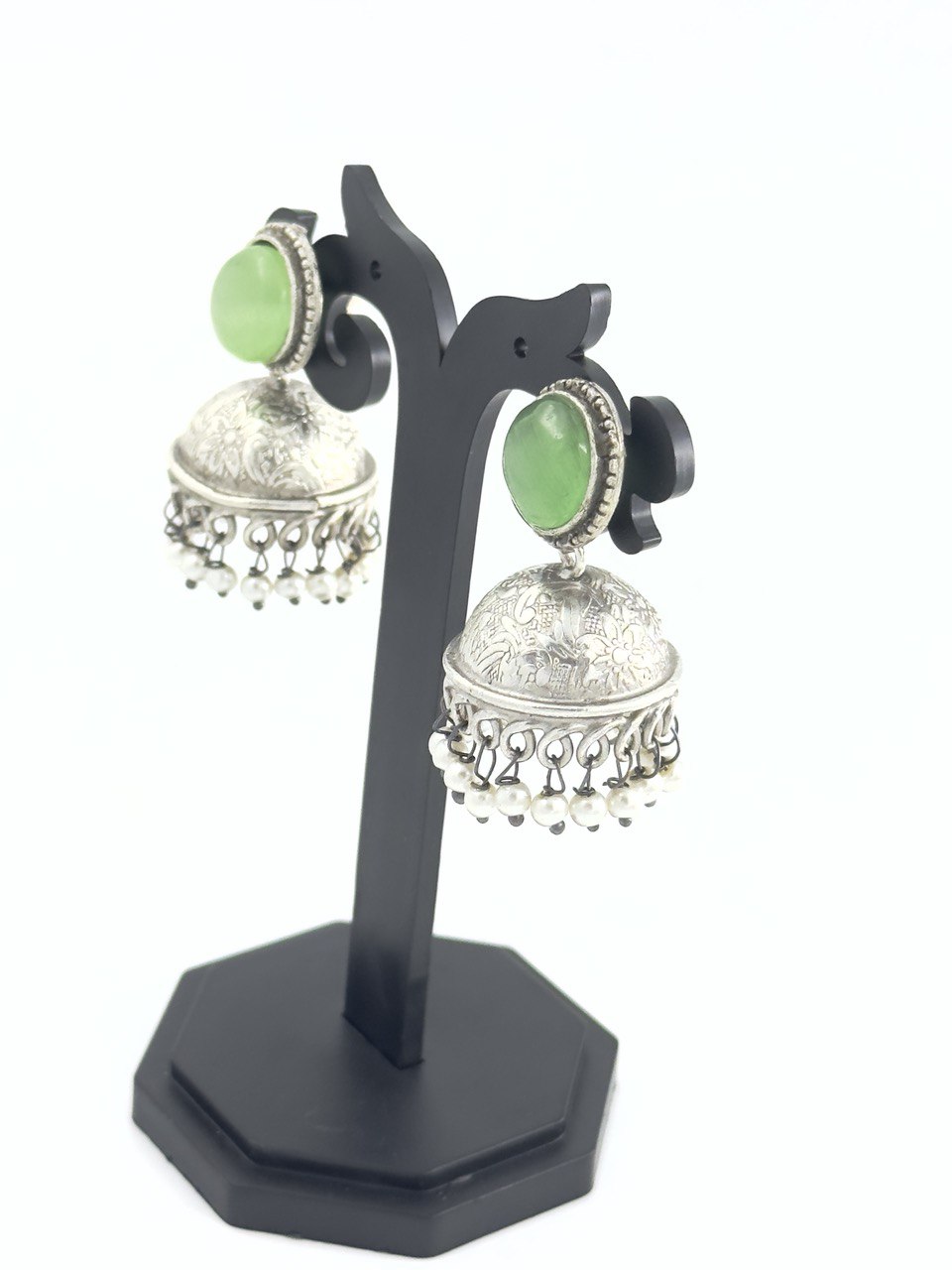 Green Antique Jhumkis