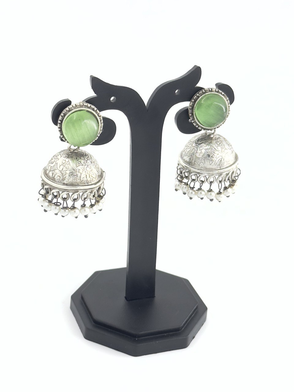 Green Antique Jhumkis