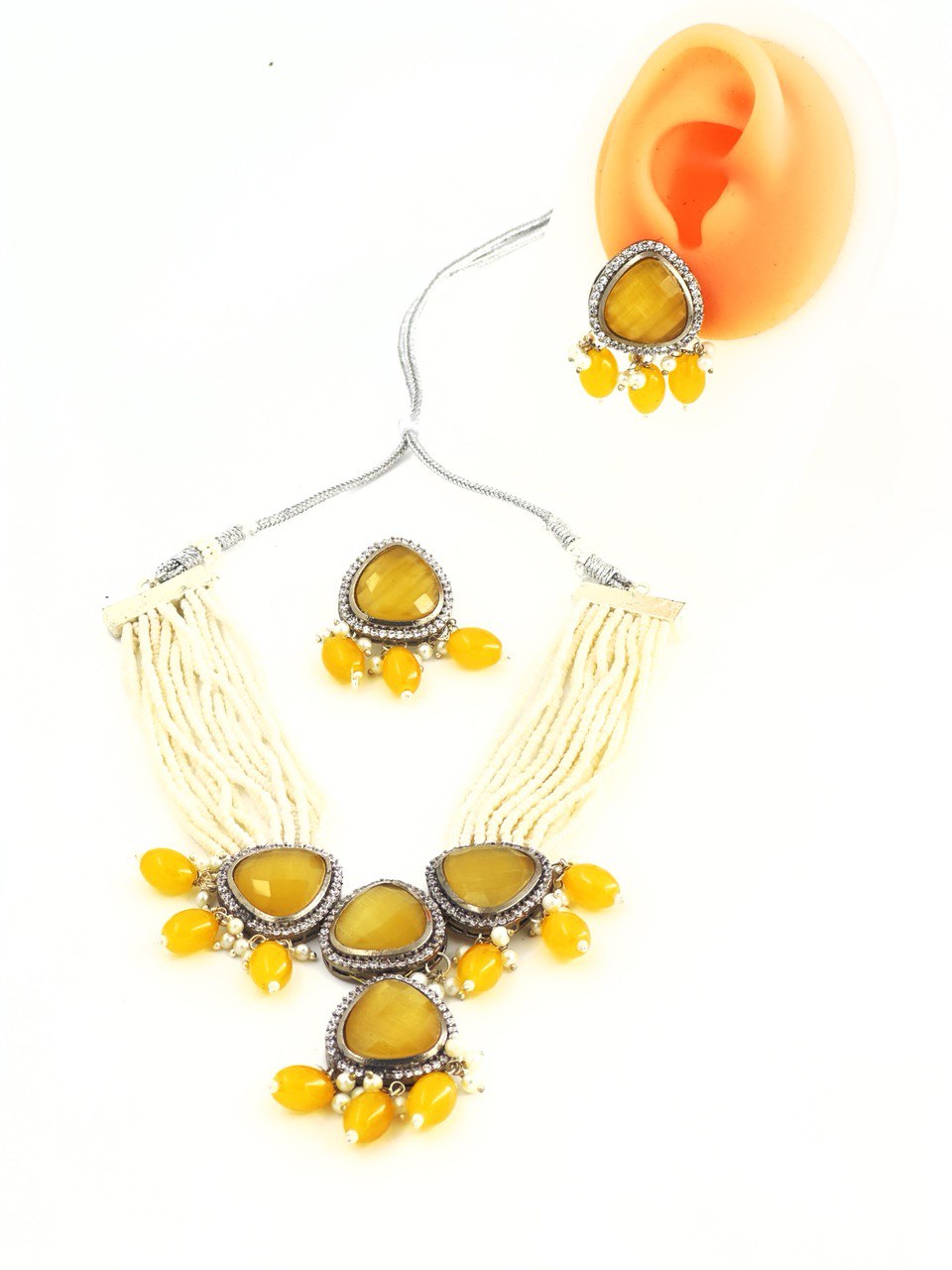 yellow Monalisa Necklace set