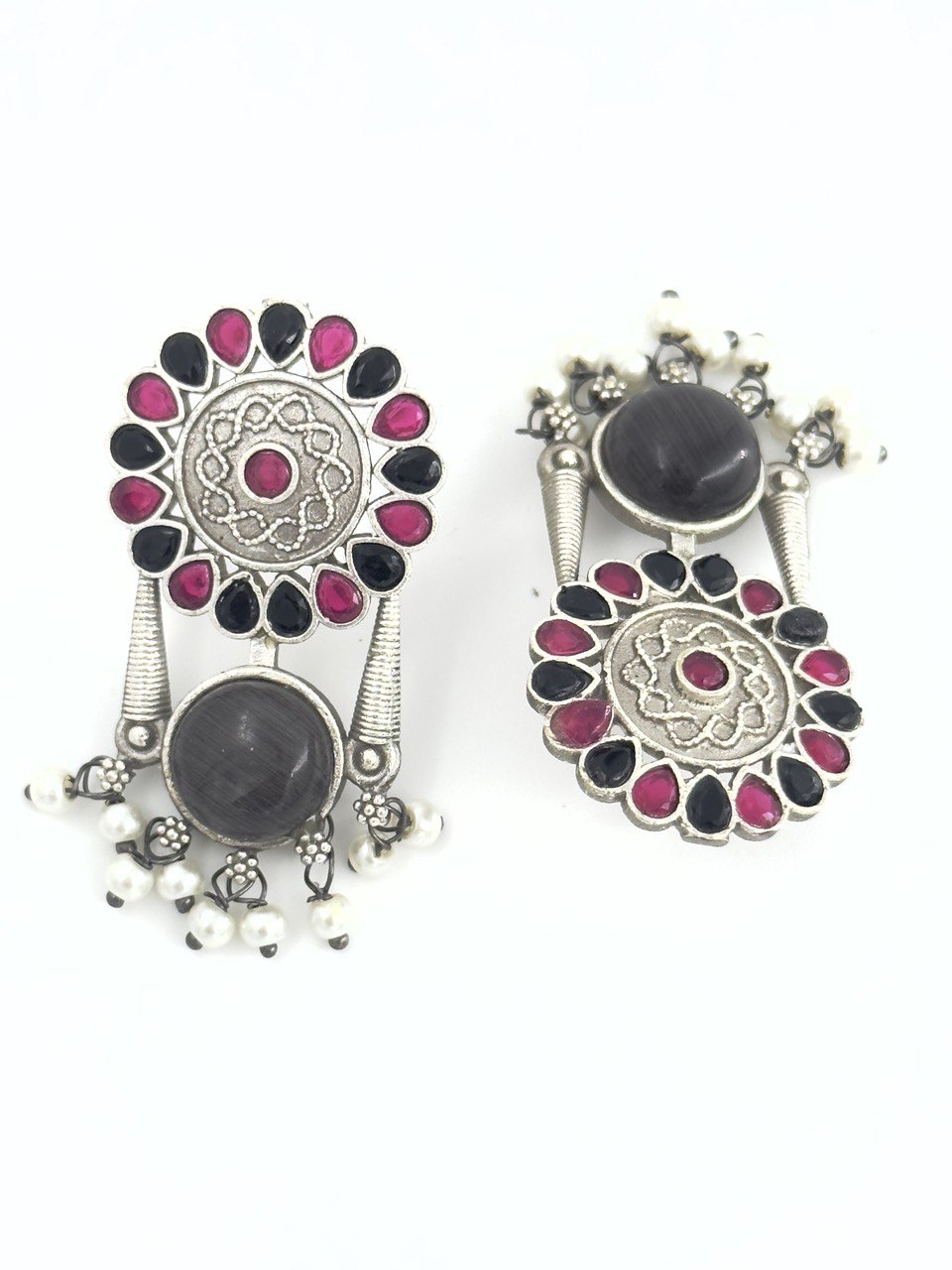 Multicolour oxidised german silver dangler