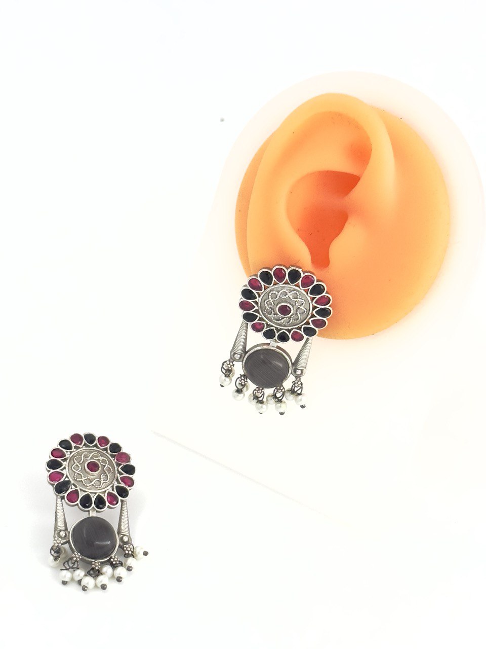Multicolour oxidised german silver dangler
