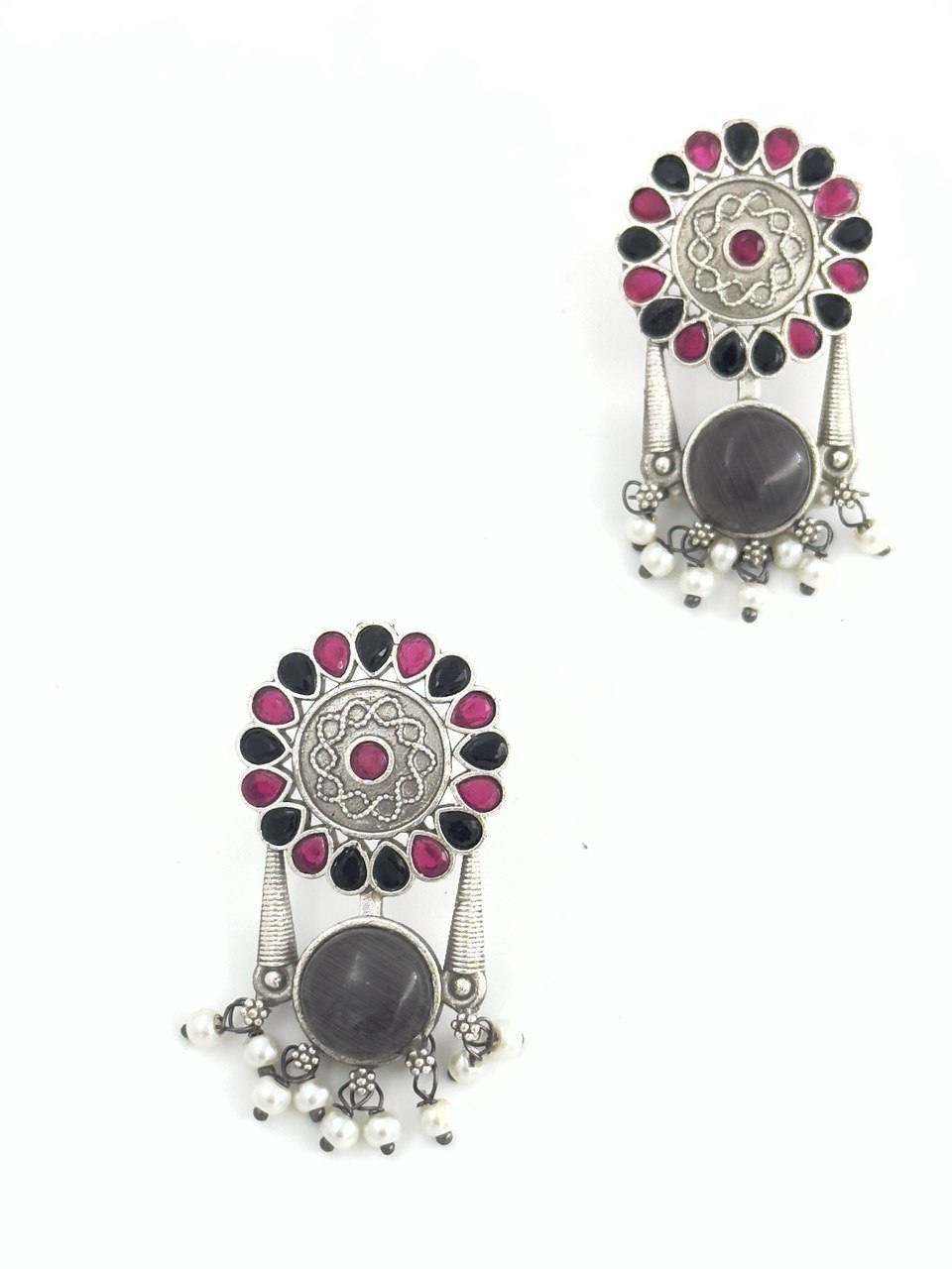 Multicolour oxidised german silver dangler