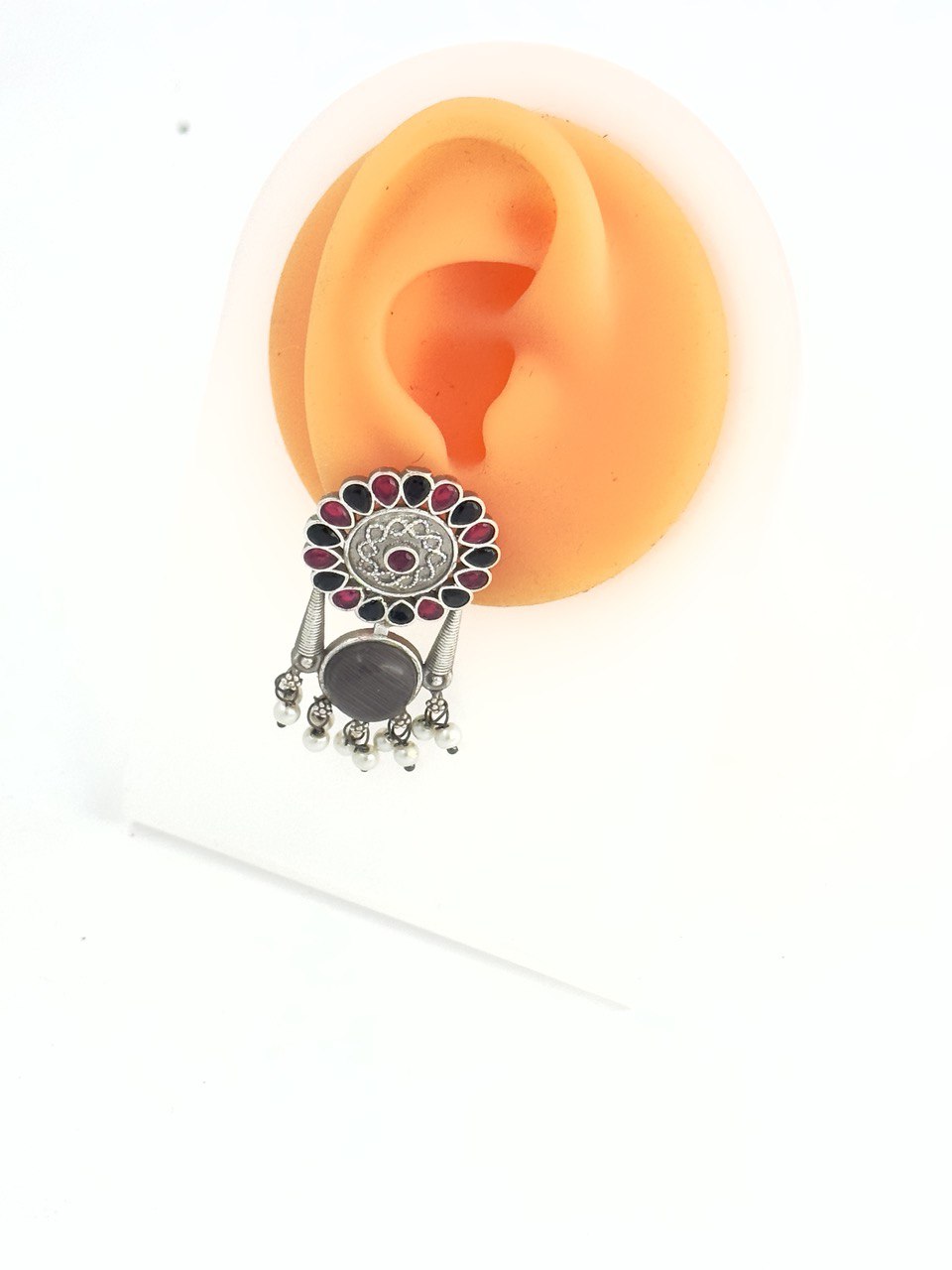 Multicolour oxidised german silver dangler