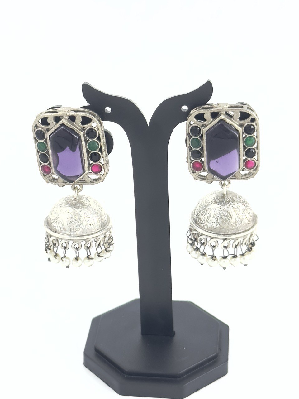 Purple Antique Jhumkis