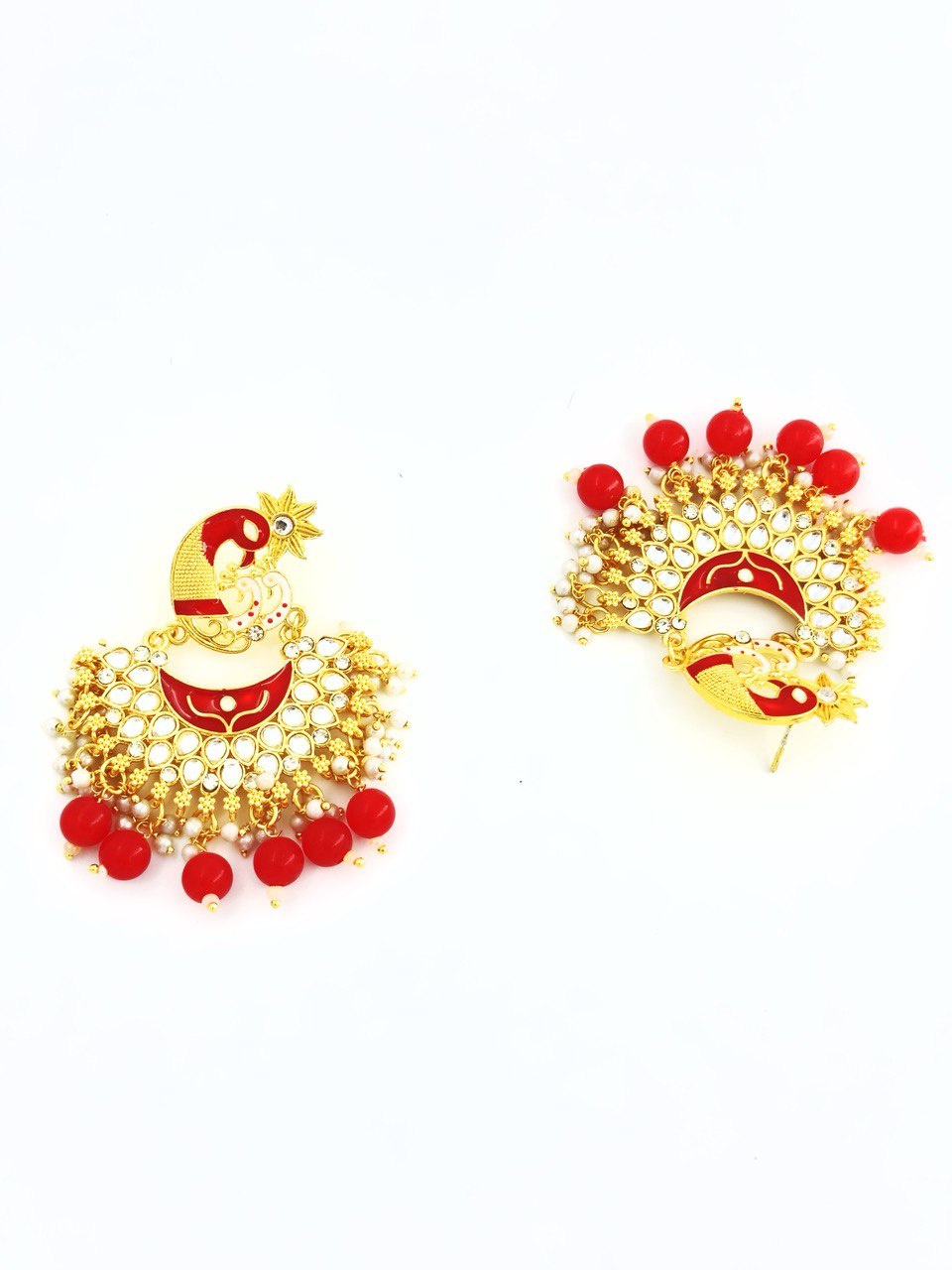 Red Meenakari Chandbali Earring