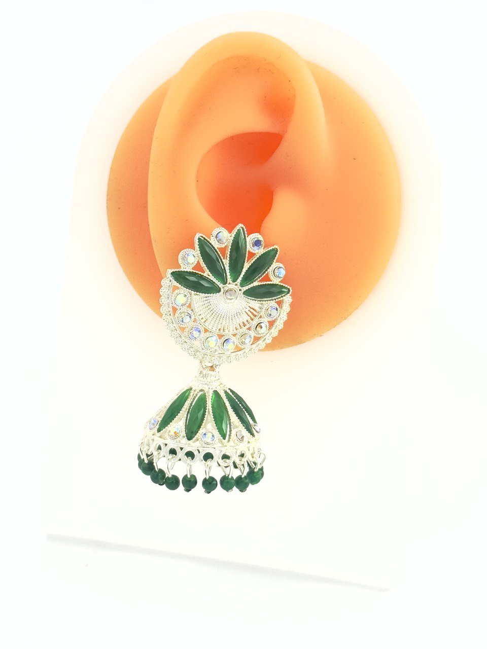 Green Meenakari Jhumkis