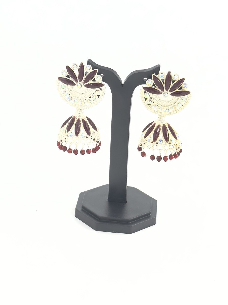 Brown Meenakari Jhumkis