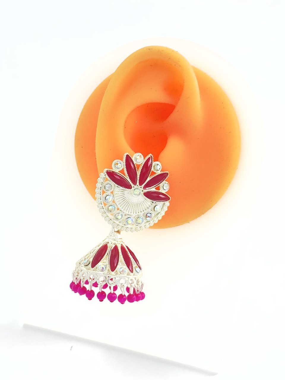 Pink Meenakari Jhumkis