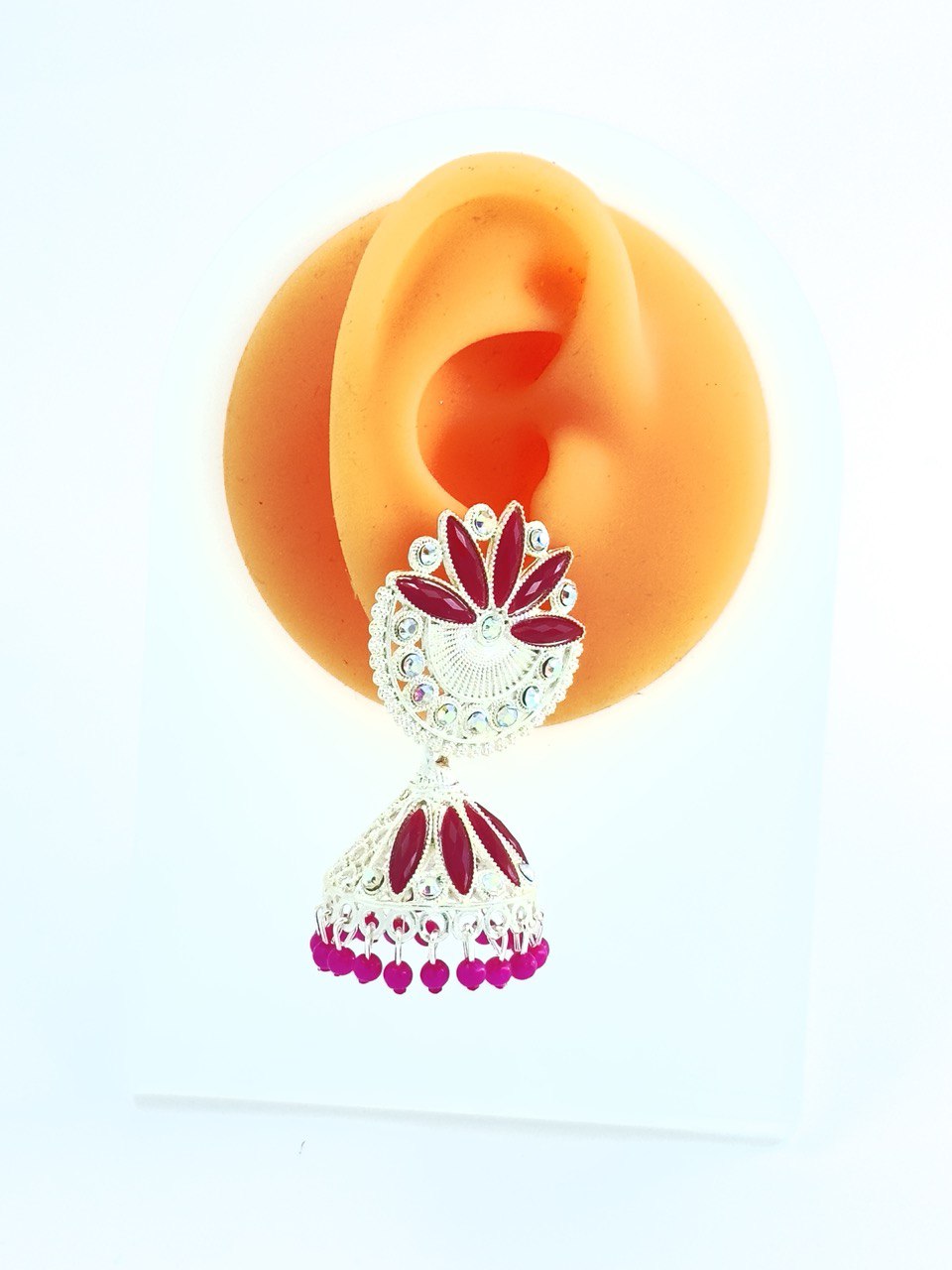 Pink Meenakari Jhumkis