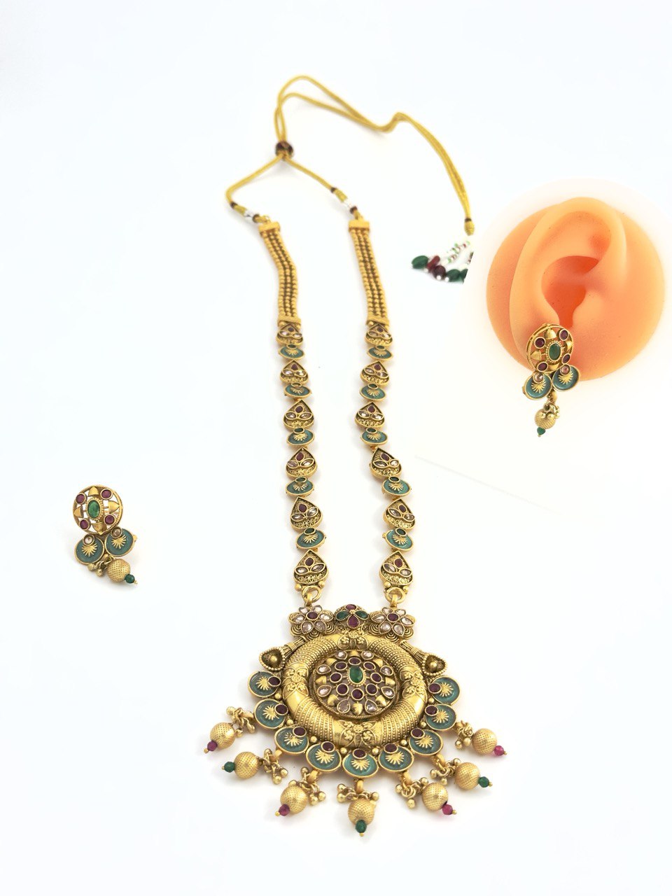 Multicolour gold plated jewellery set