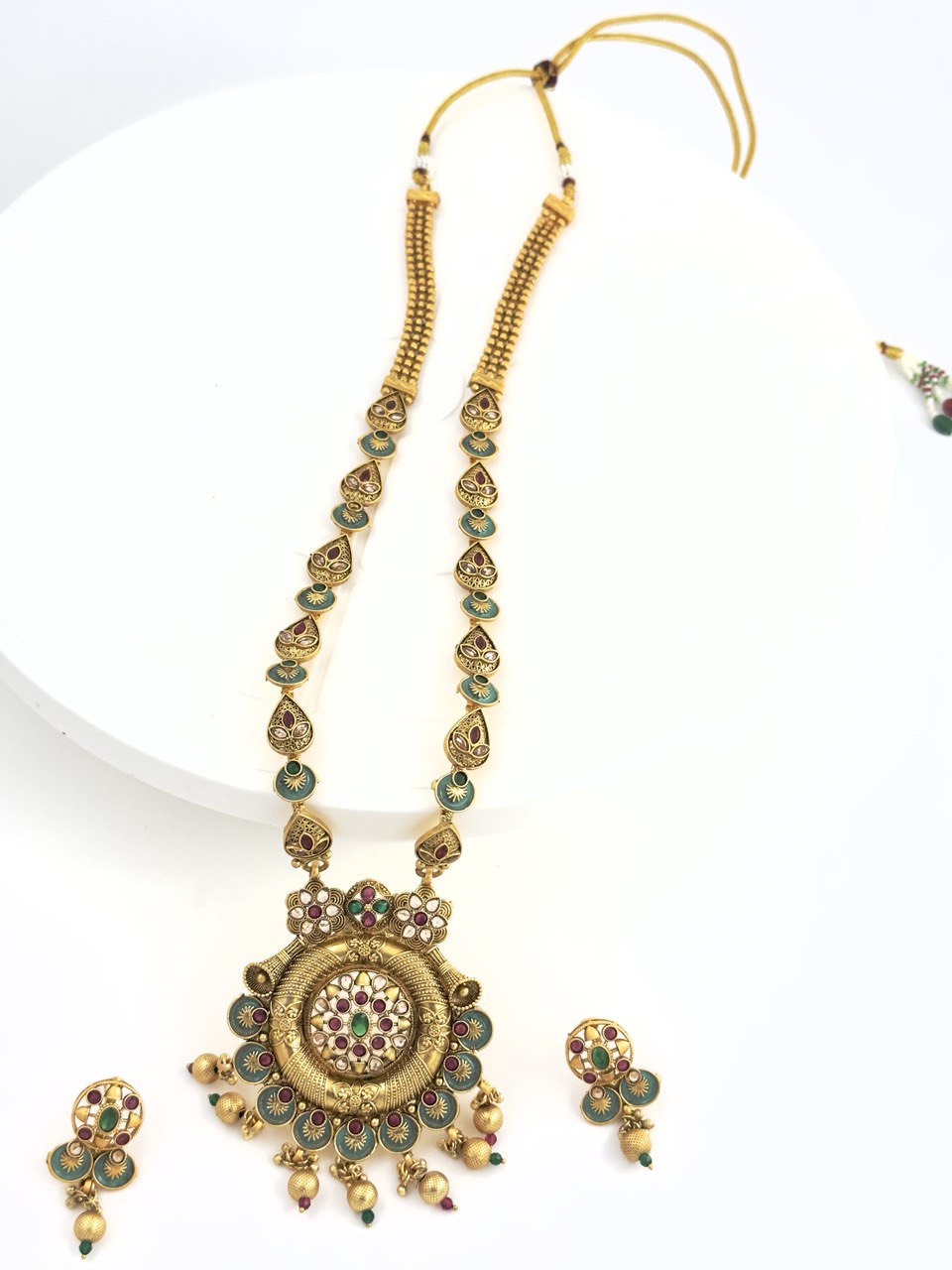 Multicolour gold plated jewellery set