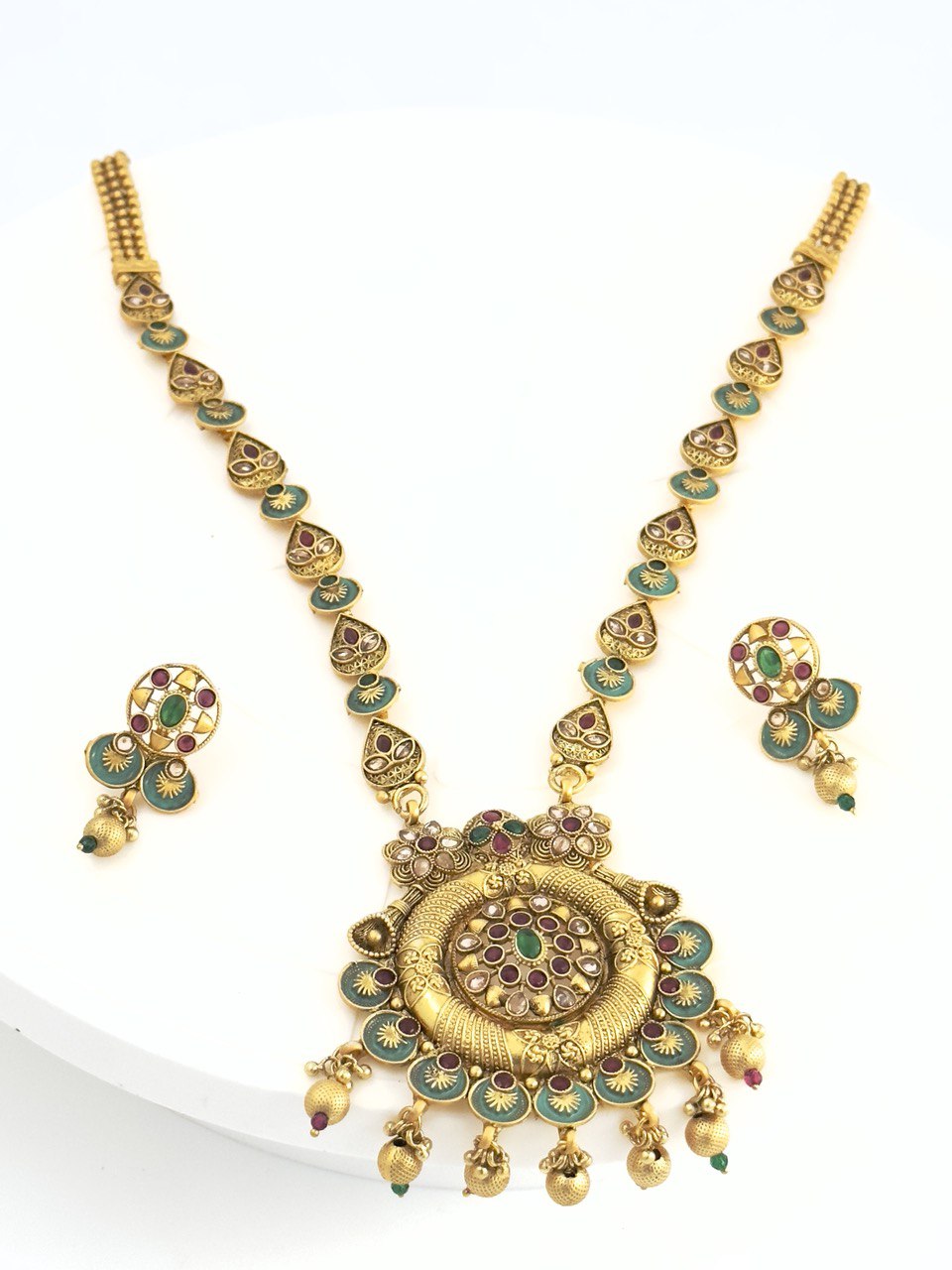 Multicolour gold plated jewellery set