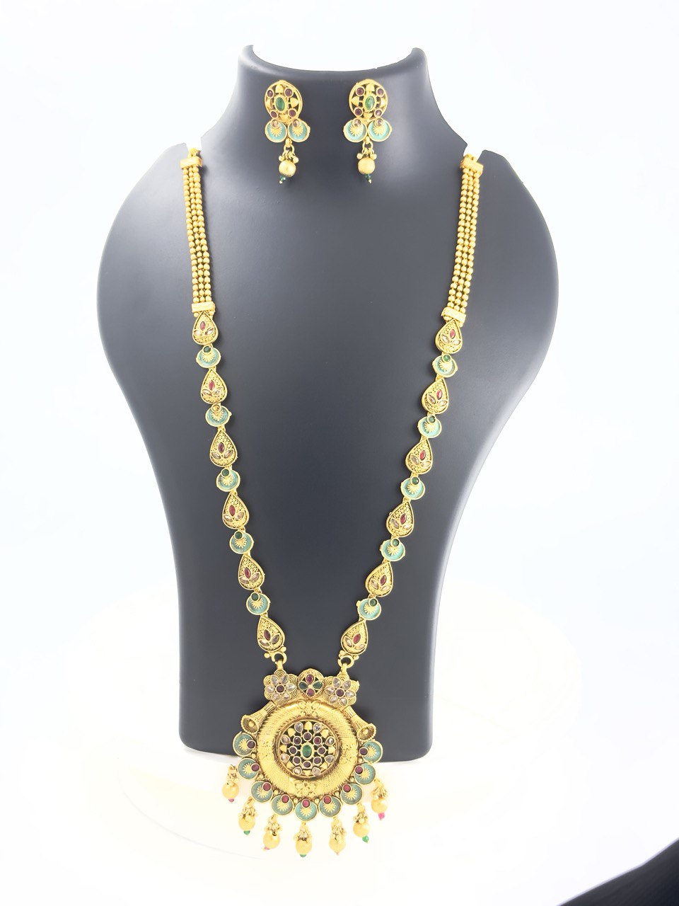 Multicolour gold plated jewellery set