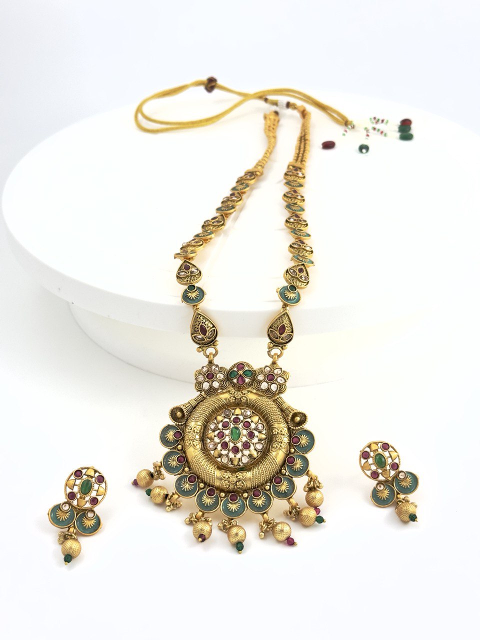 Multicolour gold plated jewellery set