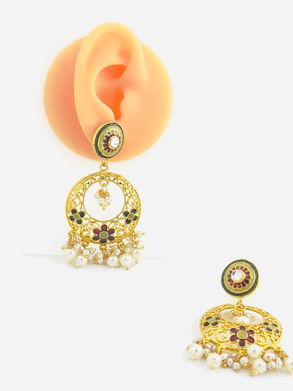 Multicolour Meenakari Chandbali