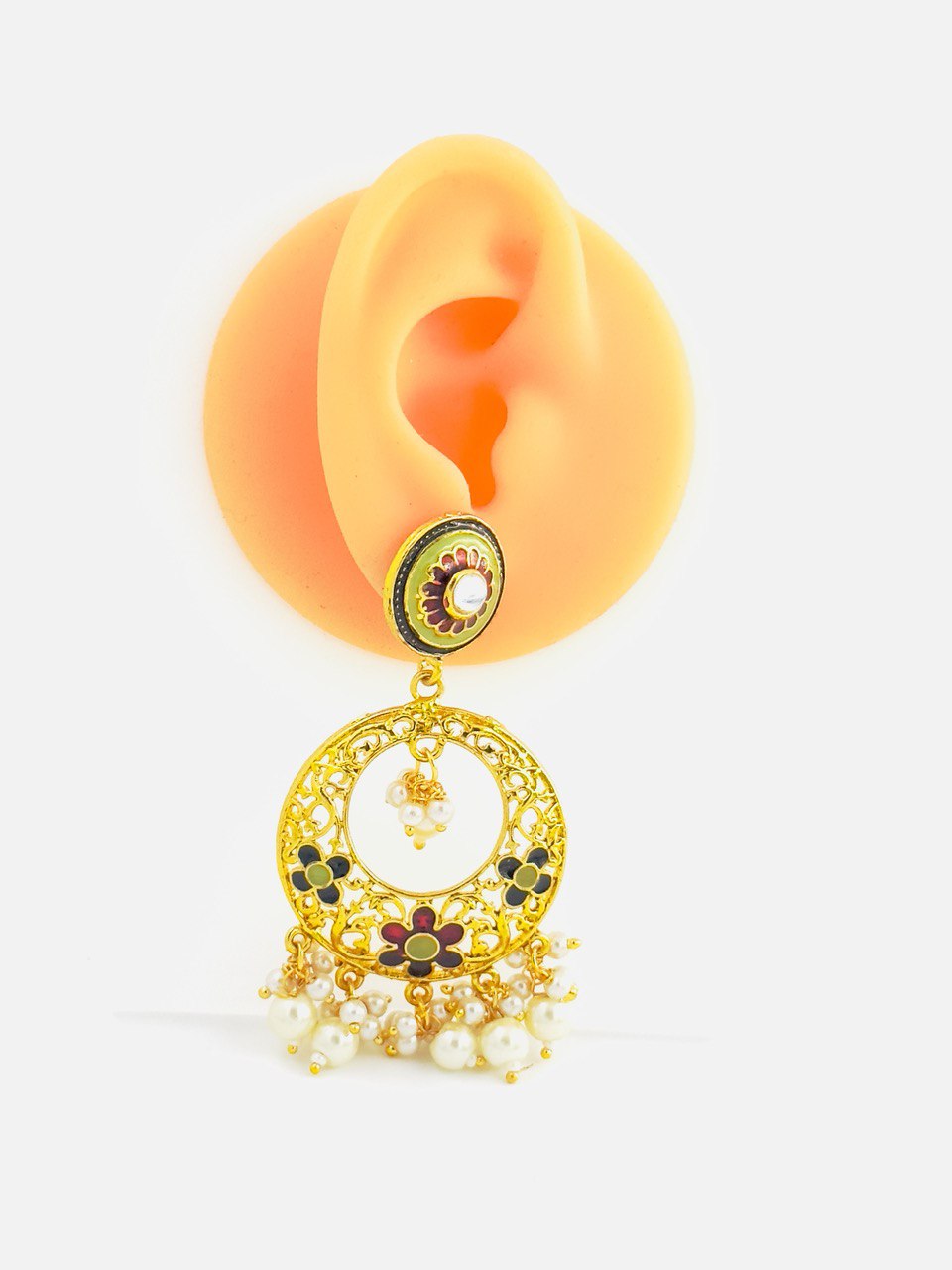 Multicolour Meenakari Chandbali