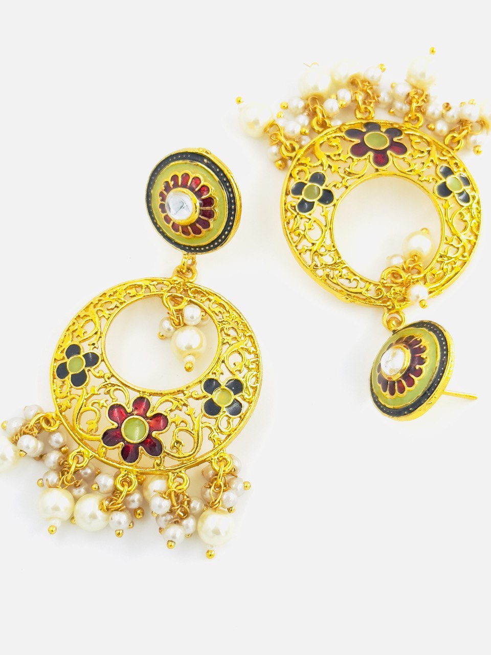 Multicolour Meenakari Chandbali