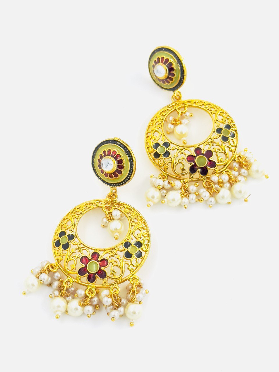Multicolour Meenakari Chandbali