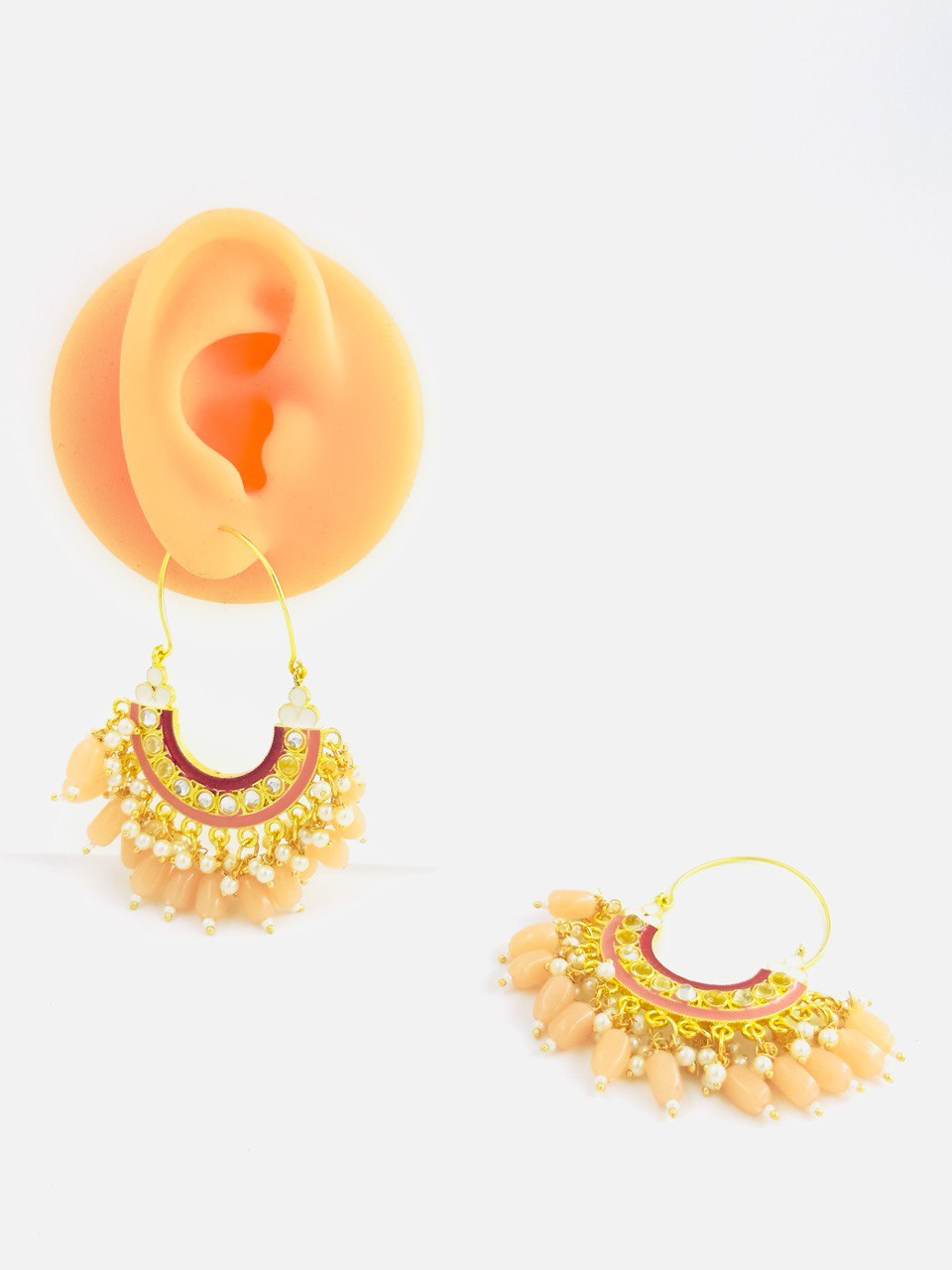 Peach chandbali earrings