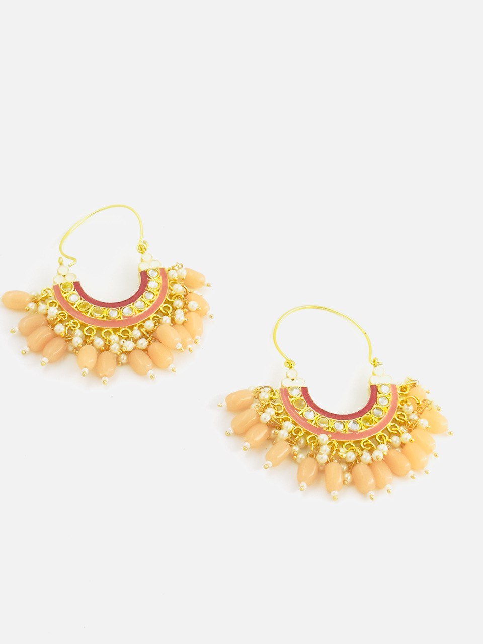 Peach chandbali earrings