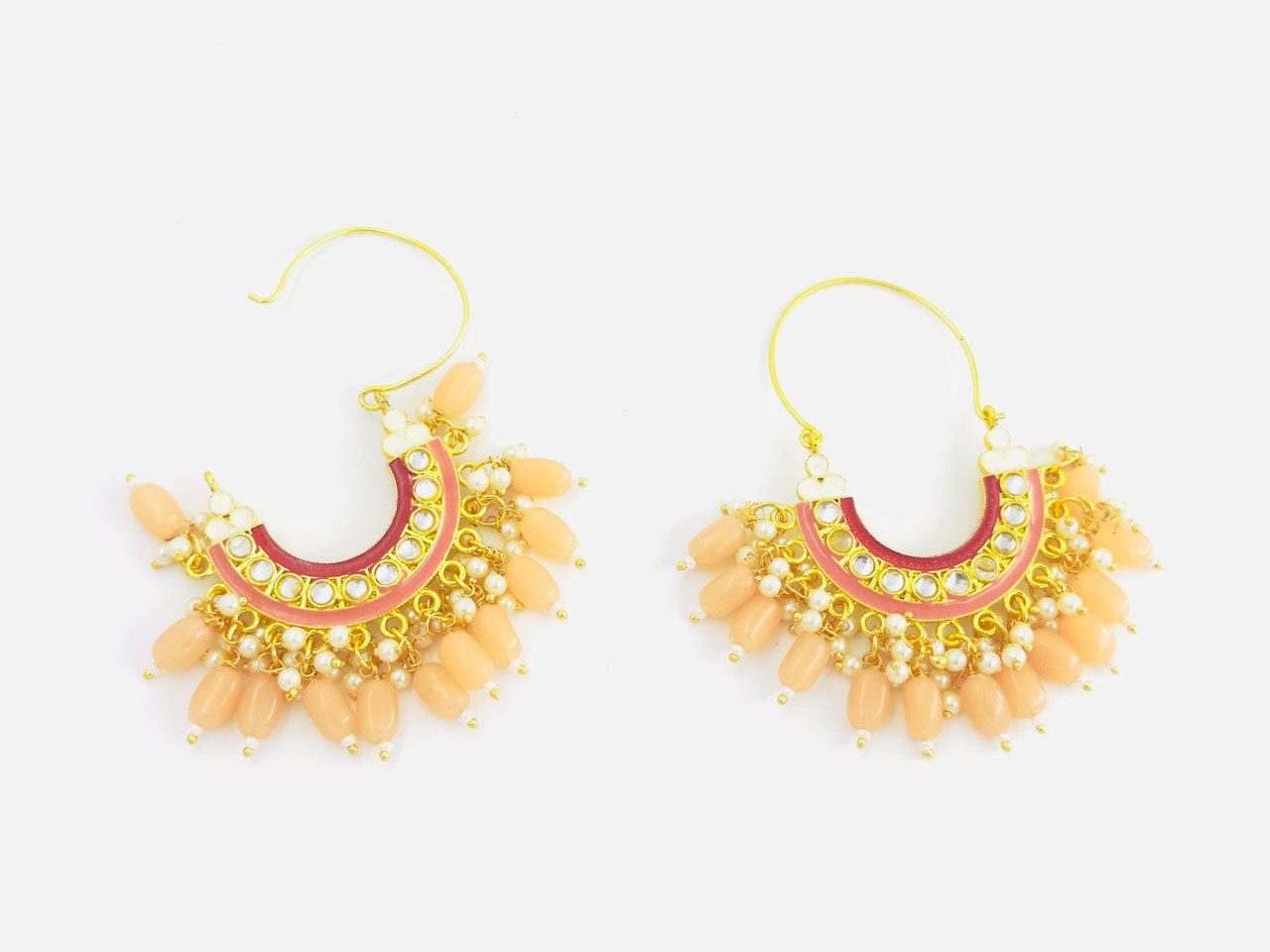 Peach chandbali earrings