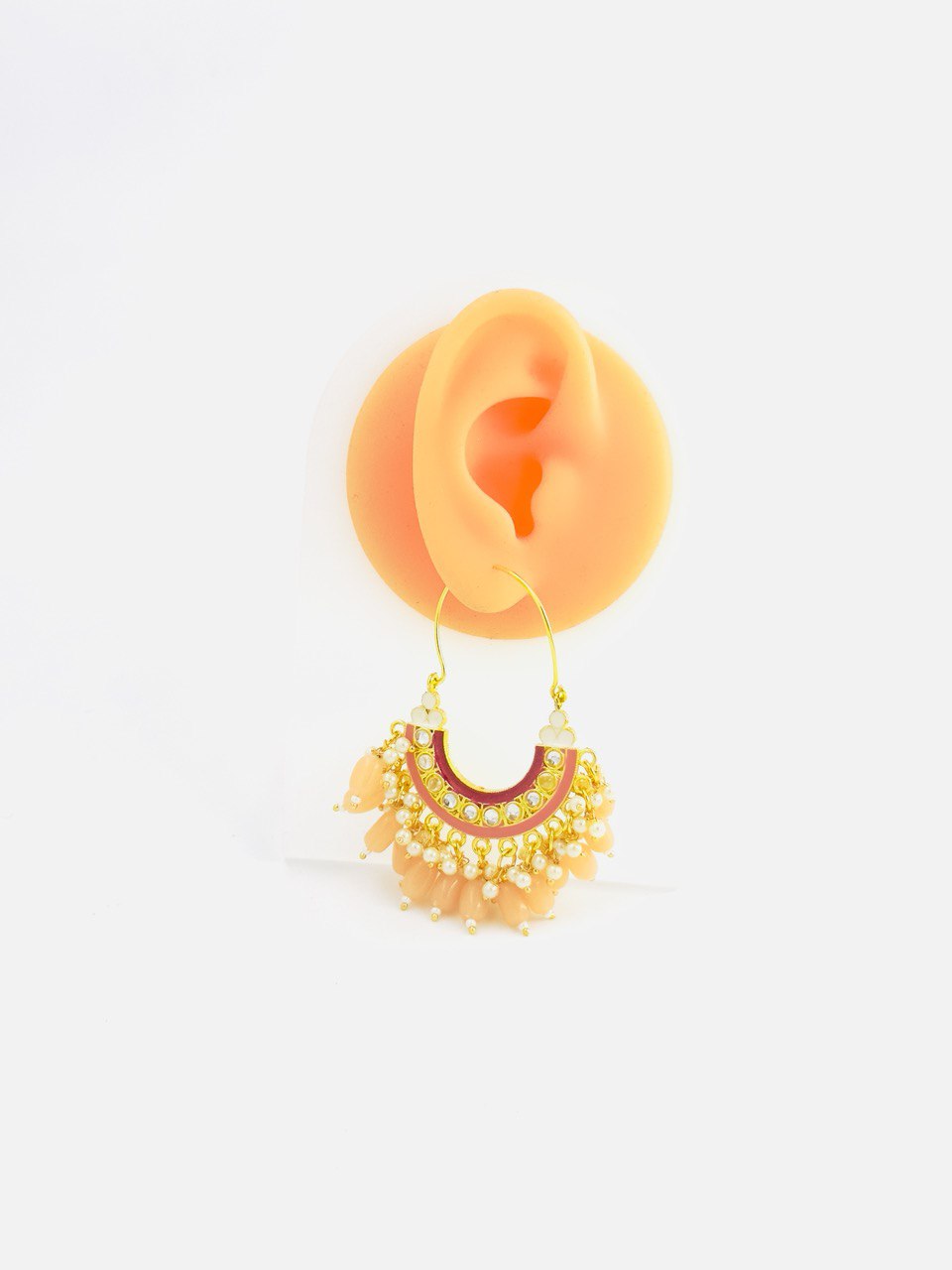 Peach chandbali earrings