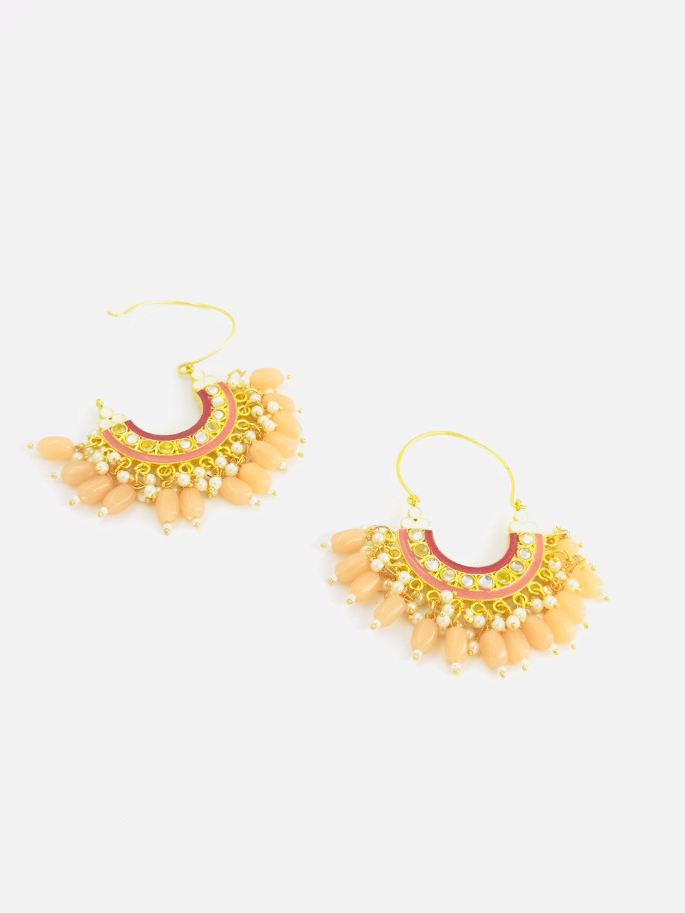 Peach chandbali earrings