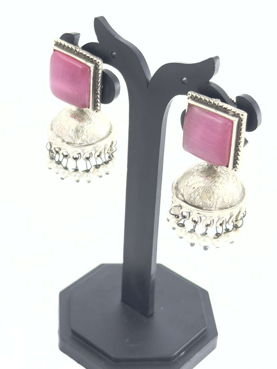 Pink Antique Jhumkis