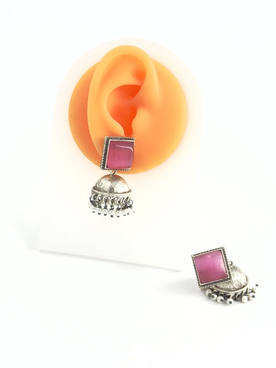 Pink Antique Jhumkis