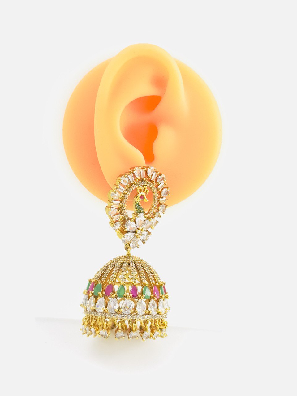 Multicolour temple jhumkis