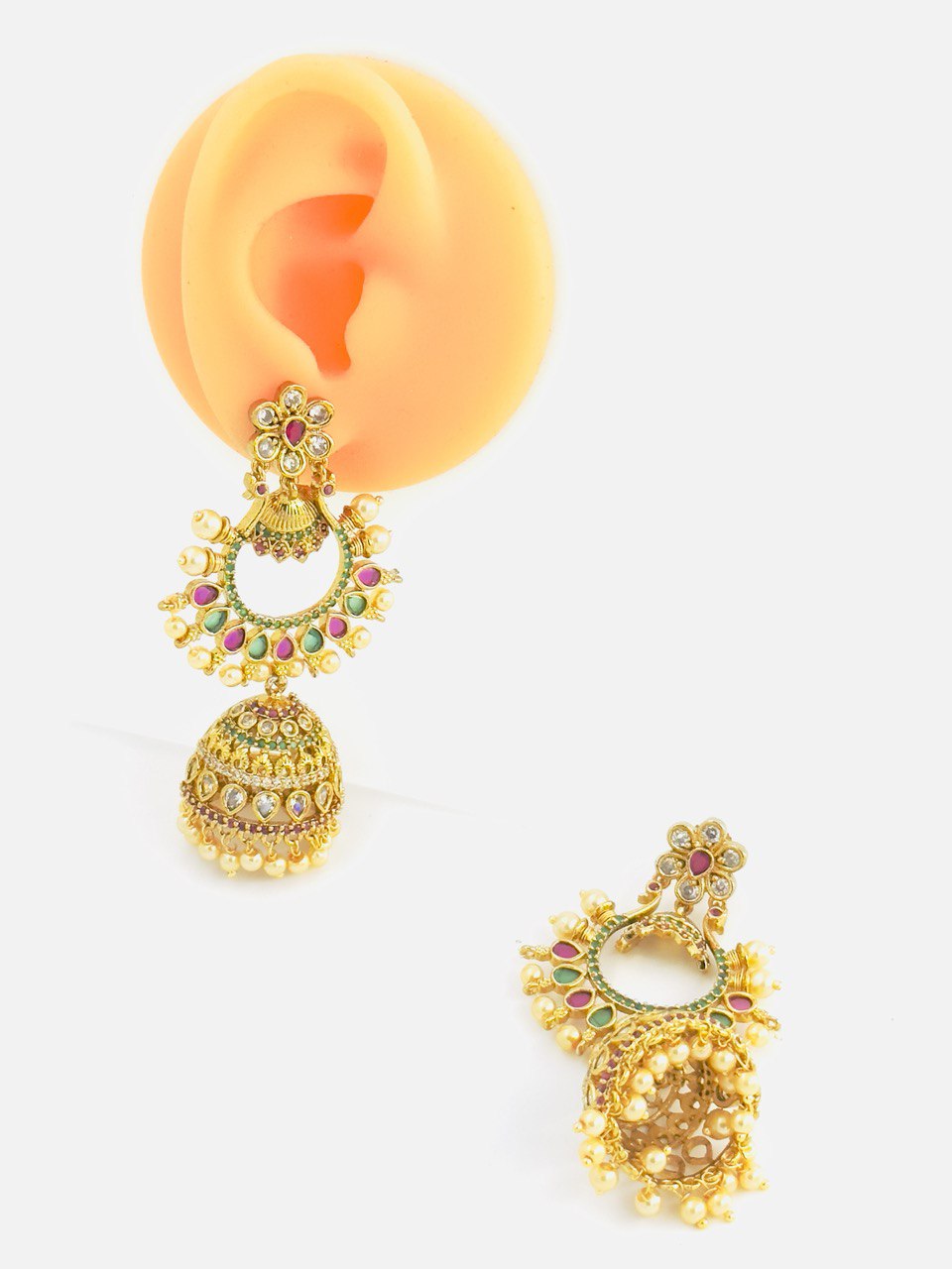 Multicolour gold plated Jhumkis